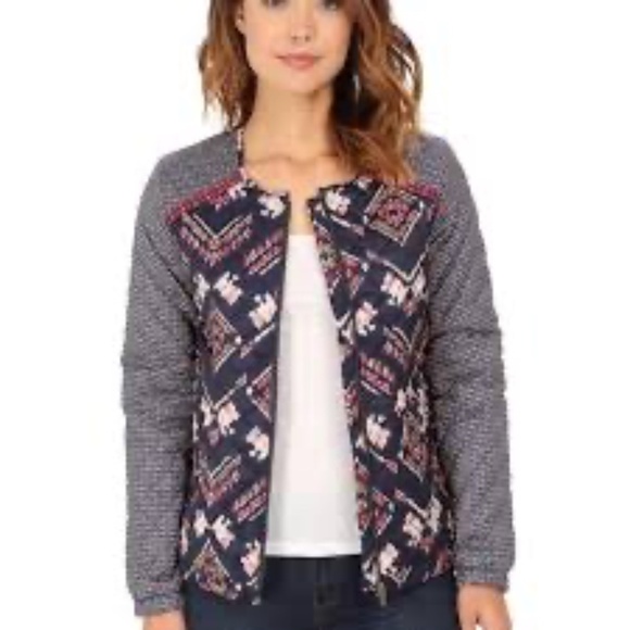 Roxy Mixed Print Quilted Bomber Jacket NWOT - Picture 1 of 10